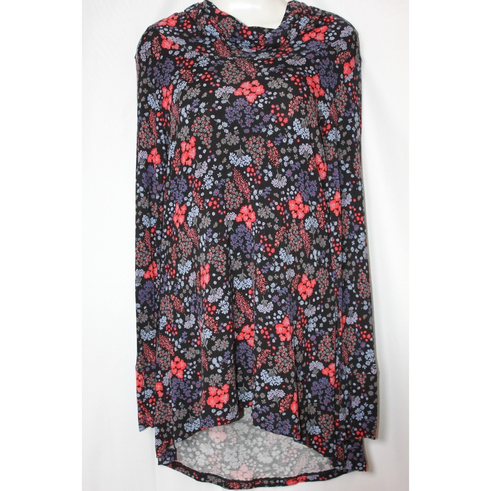 CuddlDuds Dress Flexwear Floral Long Sleeve High Neck Comfort Gown Size Medium